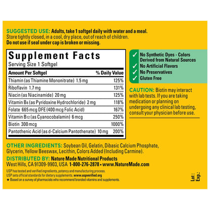 Nature Made Super B Complex Vitamins for Women and Men, Dietary Supplement for Energy Metabolism Support, Super Vitamin B Complex Nature Made