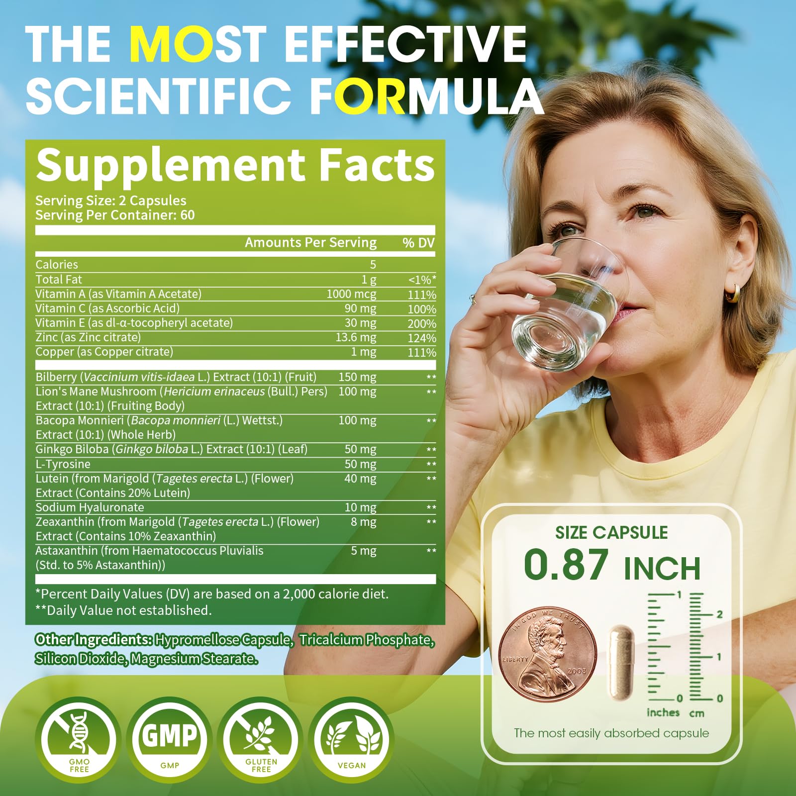 Eye + Brain Supplements for Memory and Focus, Lutein 40mg, Zeaxanthin, Astaxanthin, Bilberry, Lion’s Mane, Bacopa Monnieri, Ginkgo Biloba, 14 in 1 Eye Vitamins for Adults & Seniors 120 Capsules Alliwise buy australia supplements