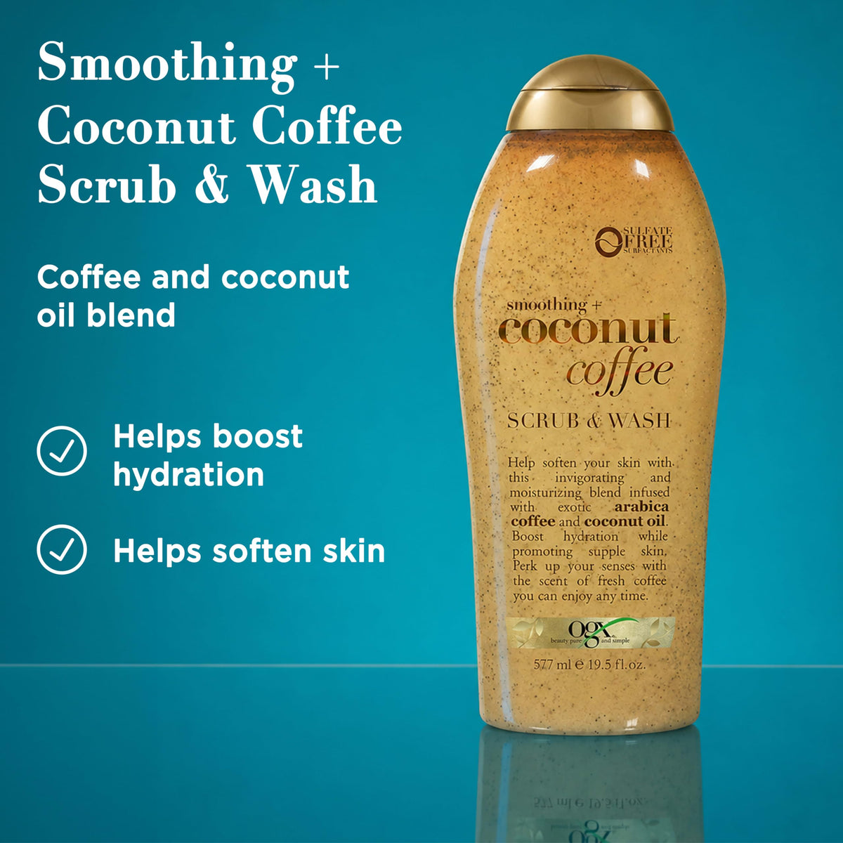 OGX Smoothing + Coconut Coffee Body Scrub, 19.5 fl oz OGX