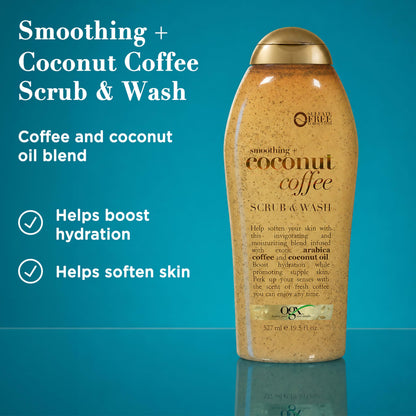 OGX Smoothing + Coconut Coffee Body Scrub, 19.5 fl oz OGX
