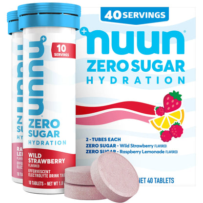 Nuun Zero Sugar Hydration Electrolyte Tablets - Magnesium, Calcium, Potassium, Chloride & Sodium, Light & Delicious Fruit Flavors, No Sugar, Gluten Free, Vegan Nuun