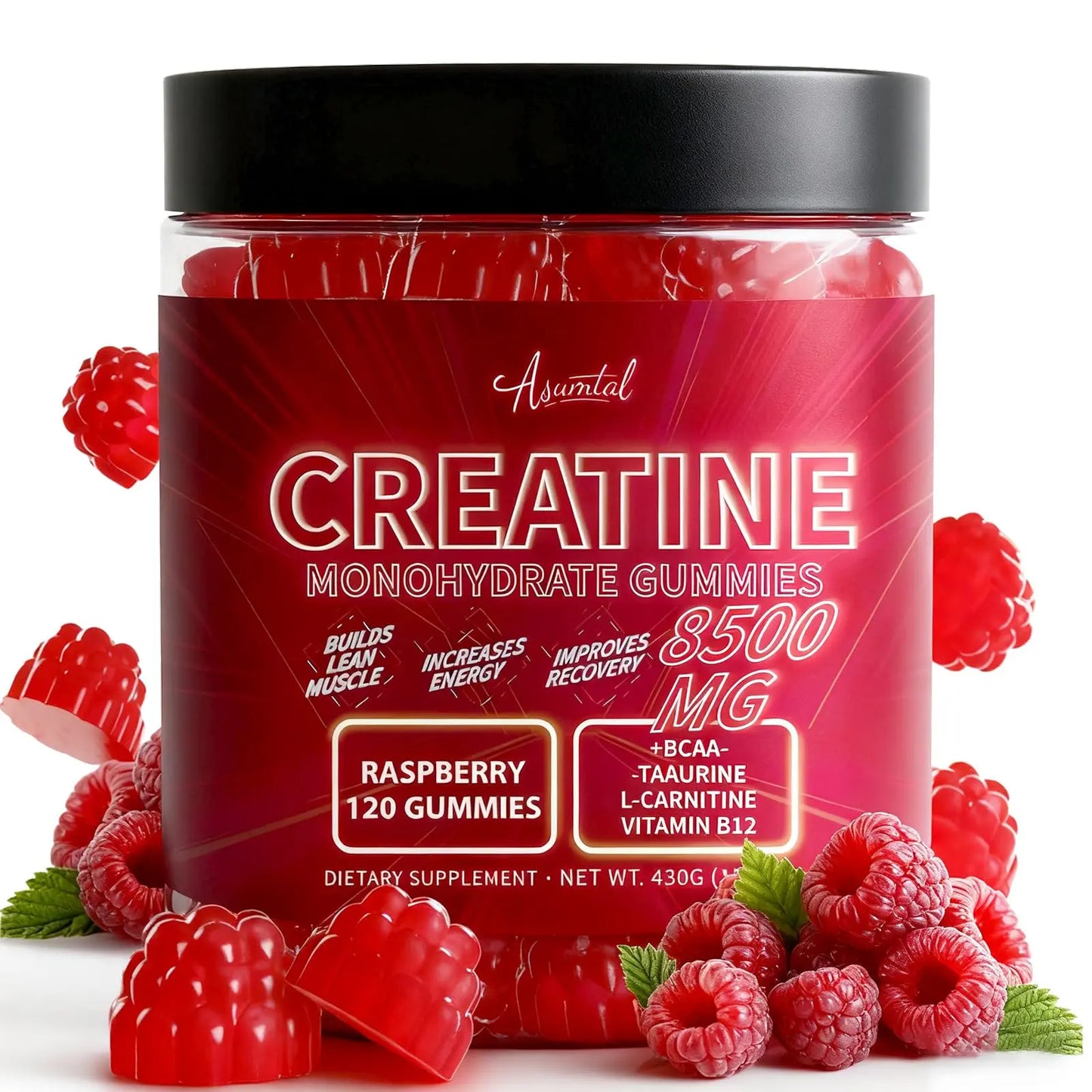 Asumtal Creatine Monohydrate Gummies for Men & Women, Creatine Monohydrate Supplement for Muscle Growth, Strength & Energy Support Asumtal