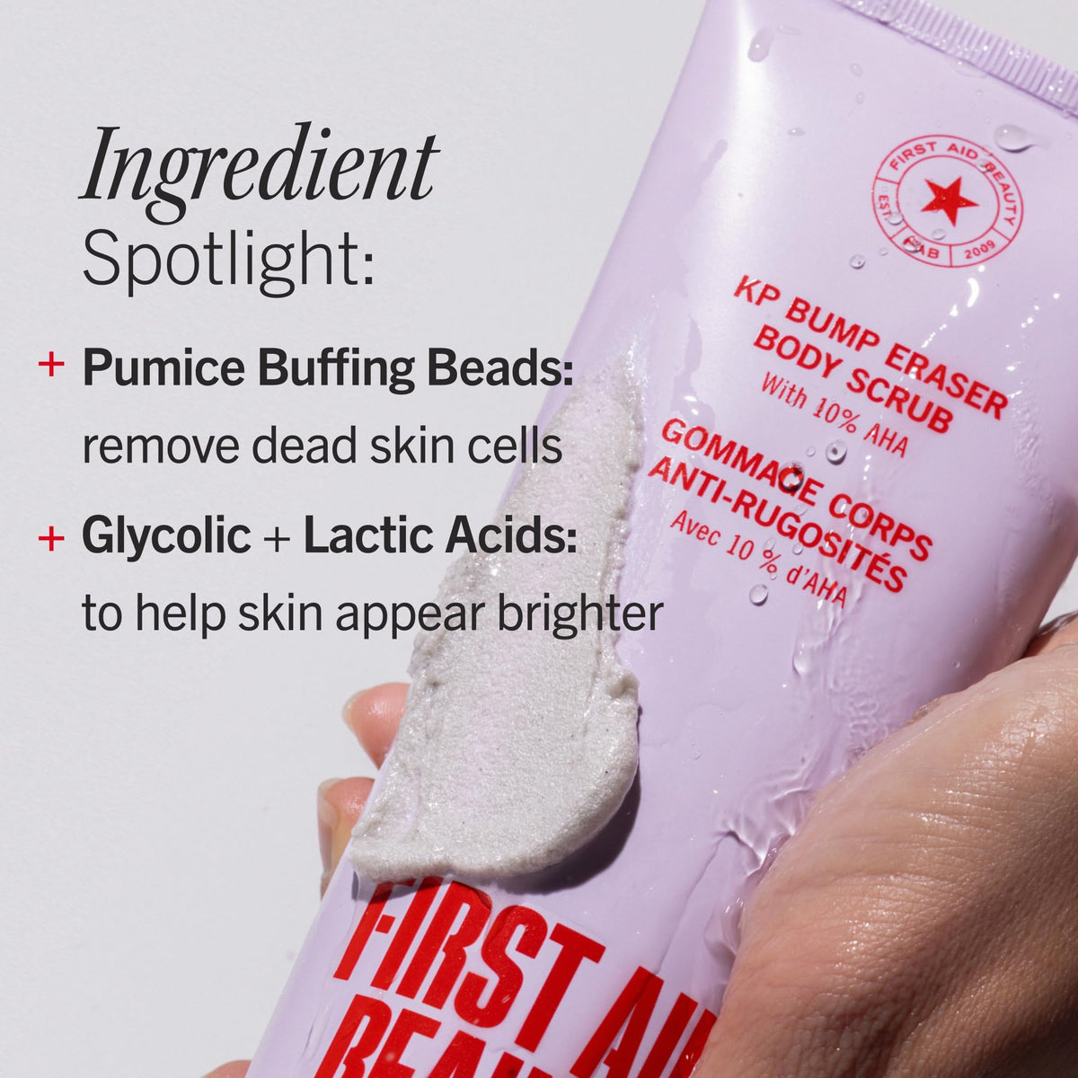First Aid Beauty KP Bump Eraser Body Scrub, 10% AHA, 8 oz, Unscented First Aid Beauty