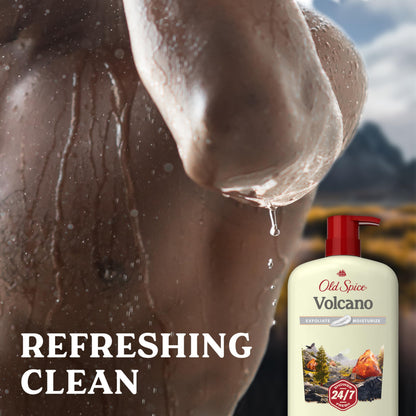 Old Spice Cleansing Body Wash for Men, 24/7 Shower Fresh with Lasting Scent, Exfoliate & Moisture, Gentle on Skin, Vitamin B3, Volcano with Dark Cedar + Amber Scent, 30 oz Old Spice