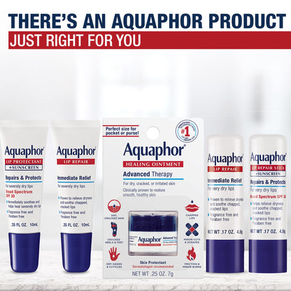Aquaphor Lip Repair Stick, Moisturizing Lip Balm Pack, Relieves Dryness, 0.17 Oz Stick, Pack of 2 Aquaphor