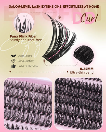 Lash Clusters Kit 560pcs Wispy Eyelash Clusters 30-100D Lash Cluster Kit Eefofnn