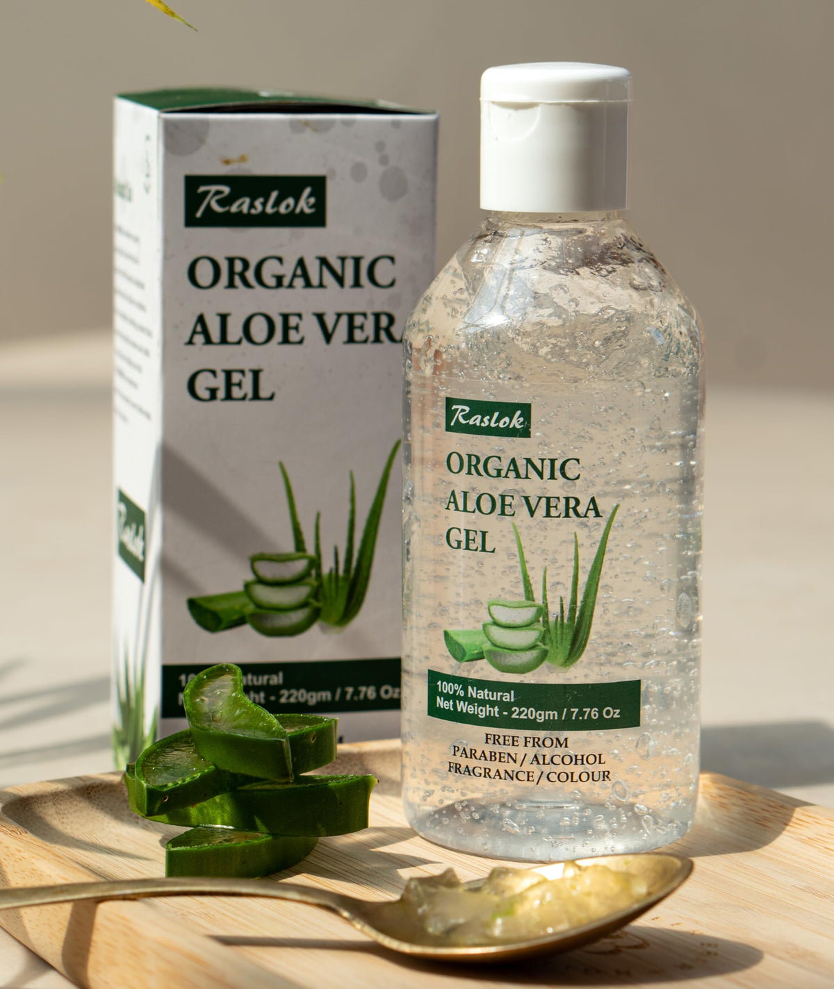 Raslok Aloe Vera Gel | 99% Pure Natural Aloe Gel For Moisturizing Face Skin & Hair Care,Durable Moisturizing Hydrating Soothing, Non-Sticky (7.7 OZ) Raslok