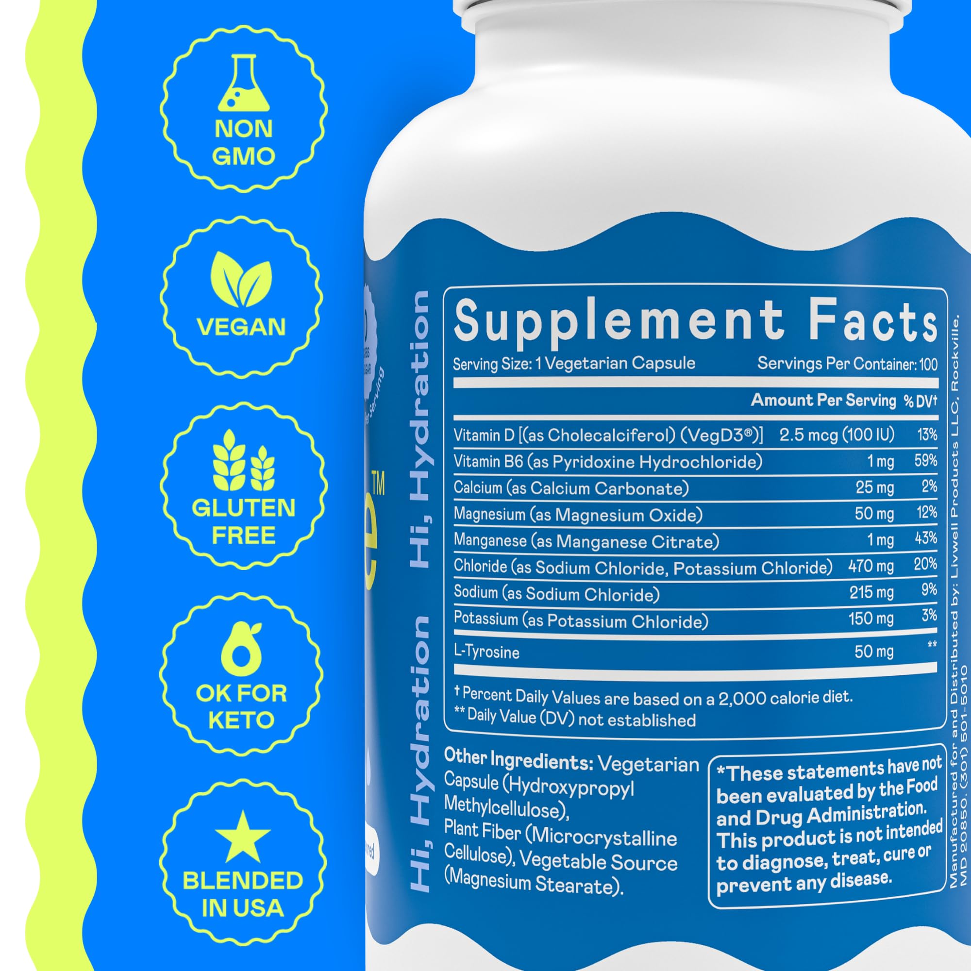 Hi-Lyte Unflavored Electrolyte Capsules - Hydration Support Supplement Tablets - Sodium, Potassium, Magnesium - 100 Servings Hi-Lyte buy australia supplements
