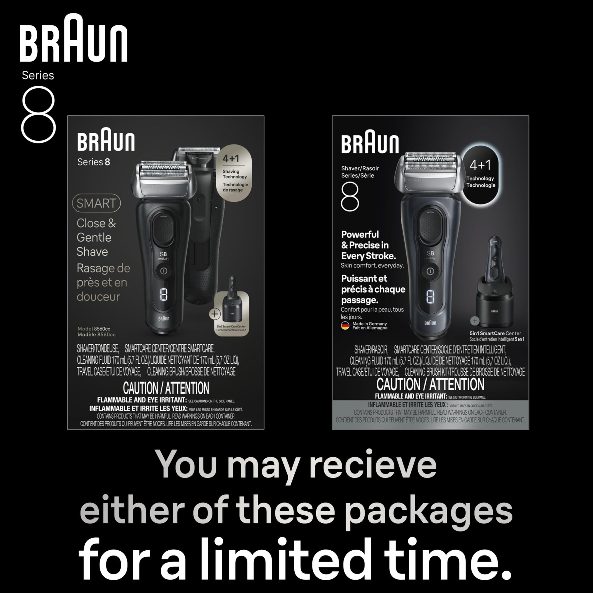 Braun Series 8 Electric Razor for Men, with 4+1 Shaving Elements & Precision Long Hair Trimmer, Close & Gentle Even on Dense Beards, Wet & Dry Electric Razor with 60min Runtime, 8517s Galvano Silver Gsupps Australia