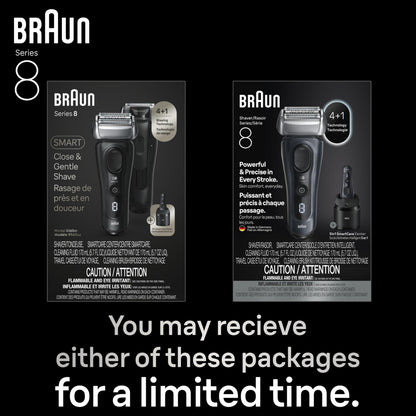 Braun Series 8 Electric Razor for Men, with 4+1 Shaving Elements & Precision Long Hair Trimmer, Close & Gentle Even on Dense Beards, Wet & Dry Electric Razor with 60min Runtime, 8517s Galvano Silver Gsupps Australia