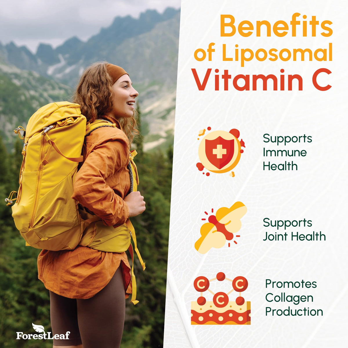 ForestLeaf Liposomal Vitamin C 1400mg Capsules | High Dose Vitamin C Liposomal Supplement w Coconut Oil Fatty Acids | Fast Absorption | Immune Support, ForestLeaf
