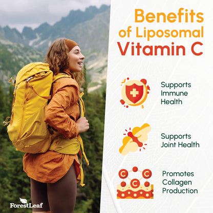 ForestLeaf Liposomal Vitamin C 1400mg Capsules | High Dose Vitamin C Liposomal Supplement w Coconut Oil Fatty Acids | Fast Absorption | Immune Support, ForestLeaf