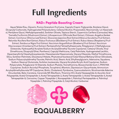 EQQUALBERRY NAD+ Peptide Boosting Cream – NAD+ 5% & 13 Peptides Anti-Aging Korean Skincare Face & Body Cream | Firming & Lifting Pink Neck Cream for Sagging Skin (1.69 fl.oz / 50ml) EQQUALBERRY