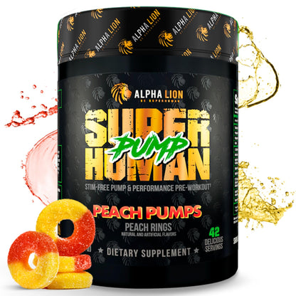 ALPHA LION Superhuman Pump Pre Workout Powder, Nootropic Caffeine & Stim Free Preworkout Supplement, Nitric Oxide Booster, Muscle Gainer, Energy & Focus (42 Servings, Mango Veiniac Flavor)