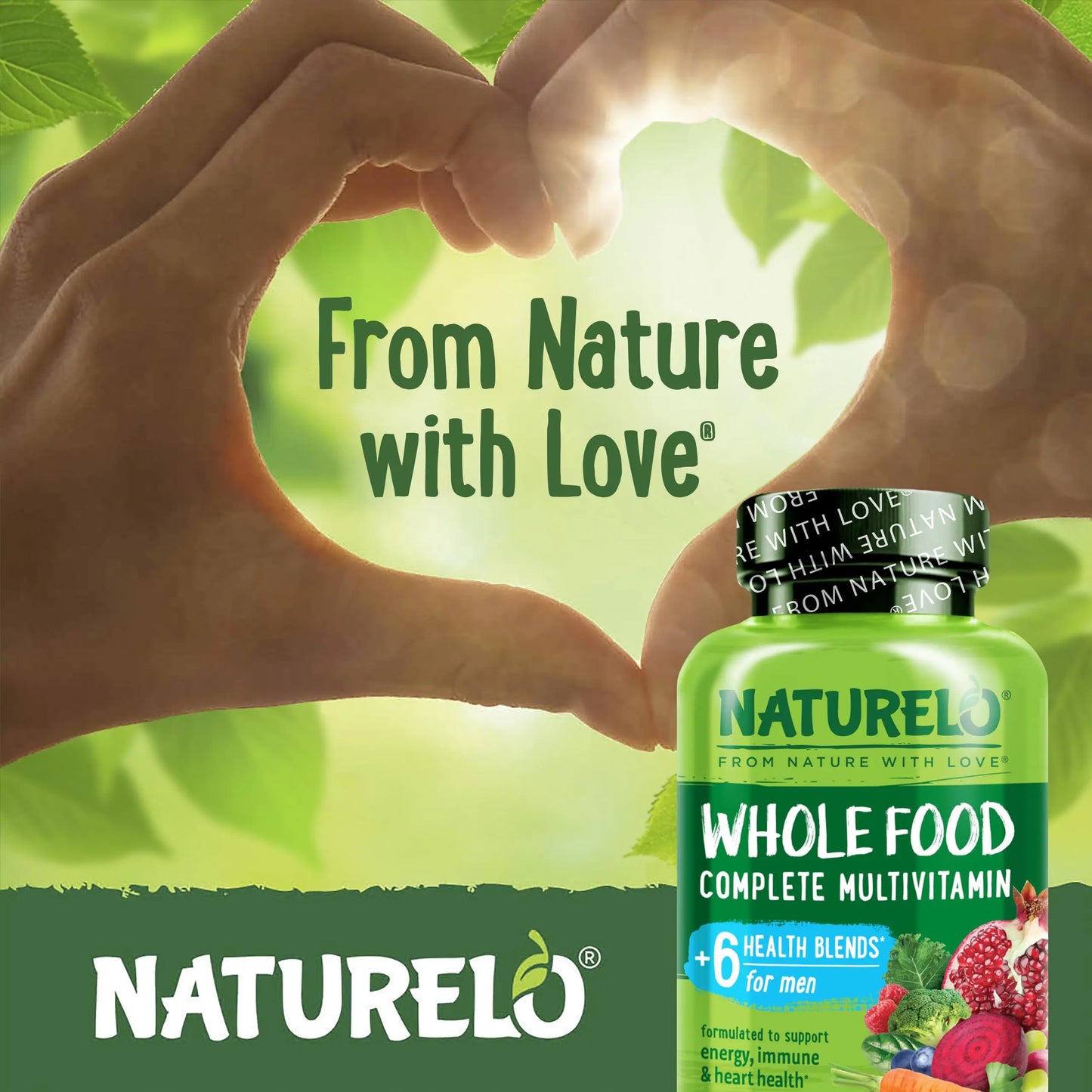 NATURELO Mens Multivitamins - Whole Food Multivitamin for Men with Vitamins, Minerals - 240 Vegetarian Capsules for Energy, Brain, Heart, Eye Health* NATURELO