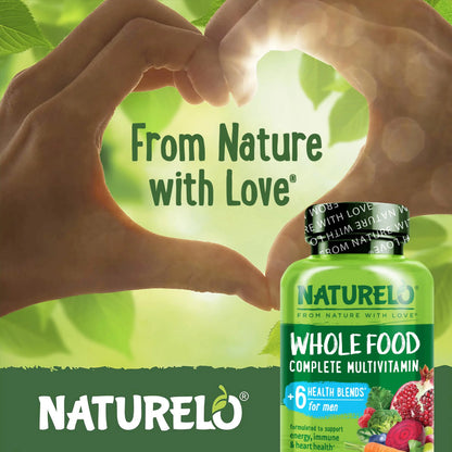 NATURELO Mens Multivitamins - Whole Food Multivitamin for Men with Vitamins, Minerals - 240 Vegetarian Capsules for Energy, Brain, Heart, Eye Health* NATURELO