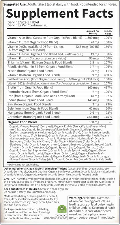 Garden of Life Prenatal Vitamins for Women, Organics Folate for Energy & Healthy Fetal Development, Non-constipating Iron, Vitamin C, B6, B12, D3, Non-GMO, Gluten-Free, Vegan, 90 Day Supply Gsupps Australia