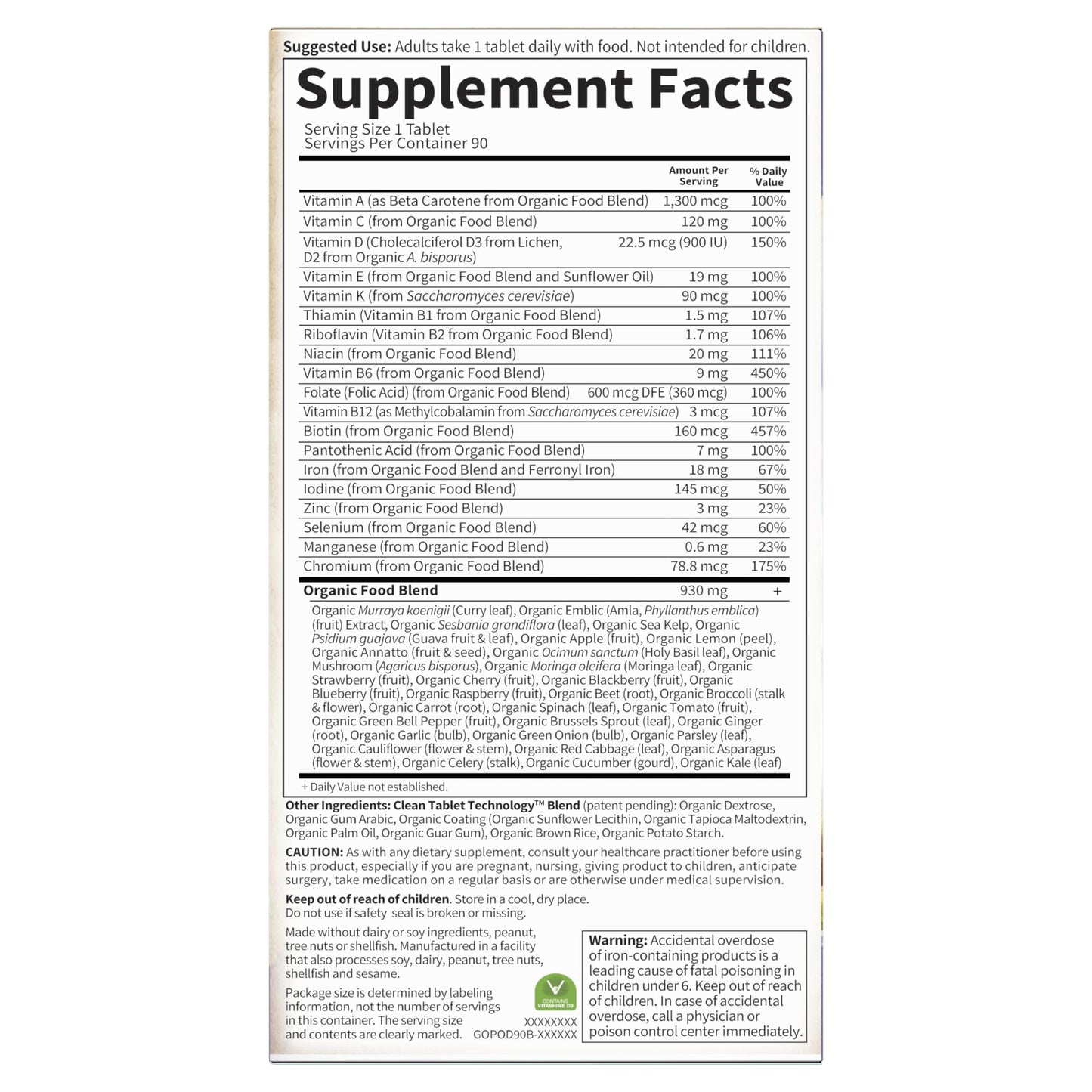 Garden of Life Prenatal Vitamins for Women, Organics Folate for Energy & Healthy Fetal Development, Non-constipating Iron, Vitamin C, B6, B12, D3, Non-GMO, Gluten-Free, Vegan, 90 Day Supply Gsupps Australia