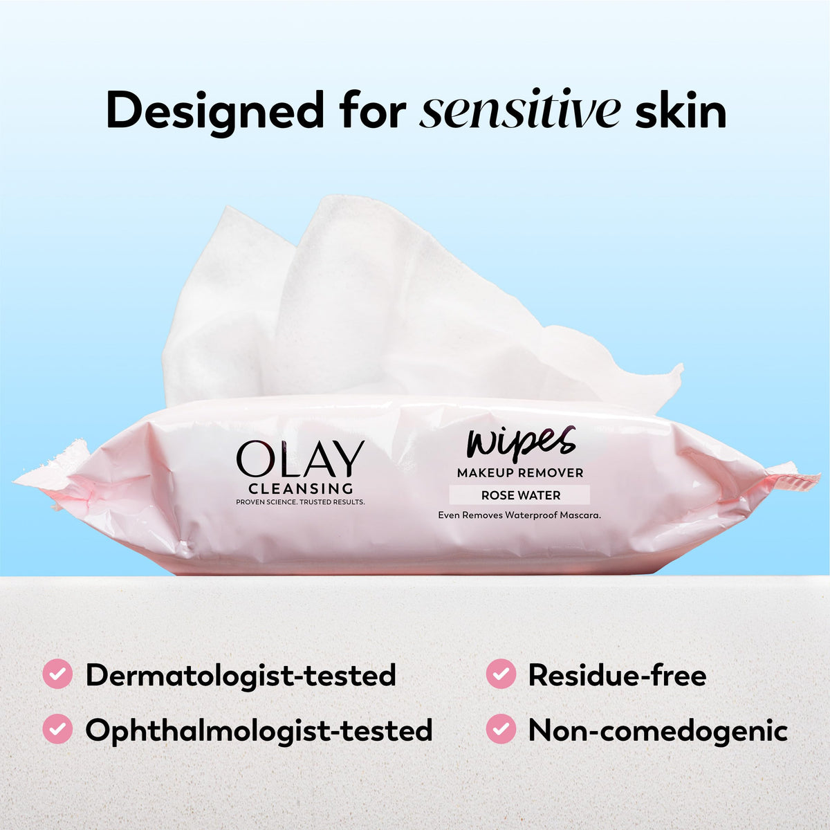 Olay Cleanse Makeup Remover Wipes, Rose Water Scent, Facial Cleansing Wipes Remove Makeup Dirt & Oil, Removes Waterproof Mascara, Soft Cloths for Eyes Face & Neck, No Greasy Residue, 25 Count, 3-Pack Olay