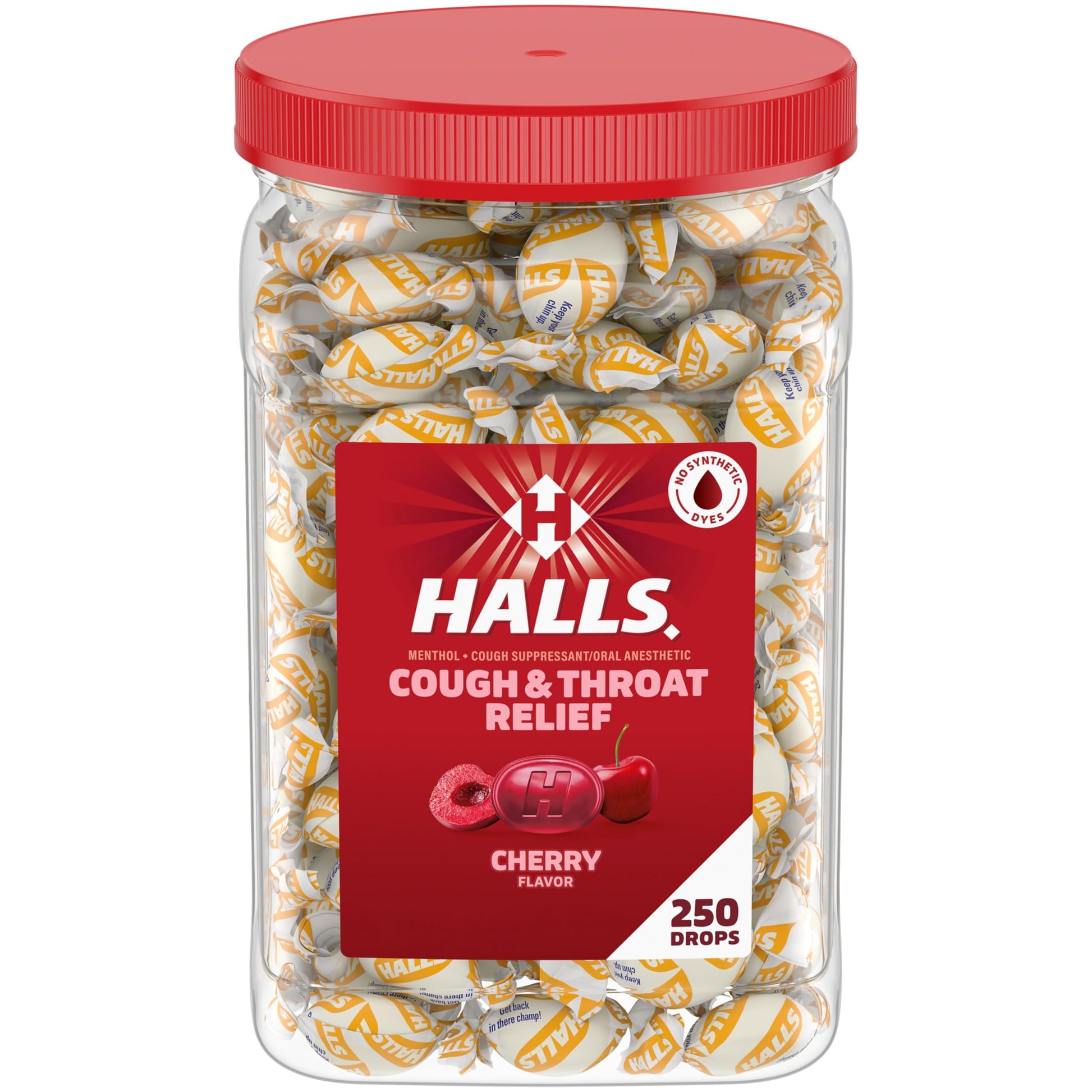 Halls Cough and Throat Relief Cherry Cough Drops, Bulk Pack, 250 Drops HALLS buy australia supplements