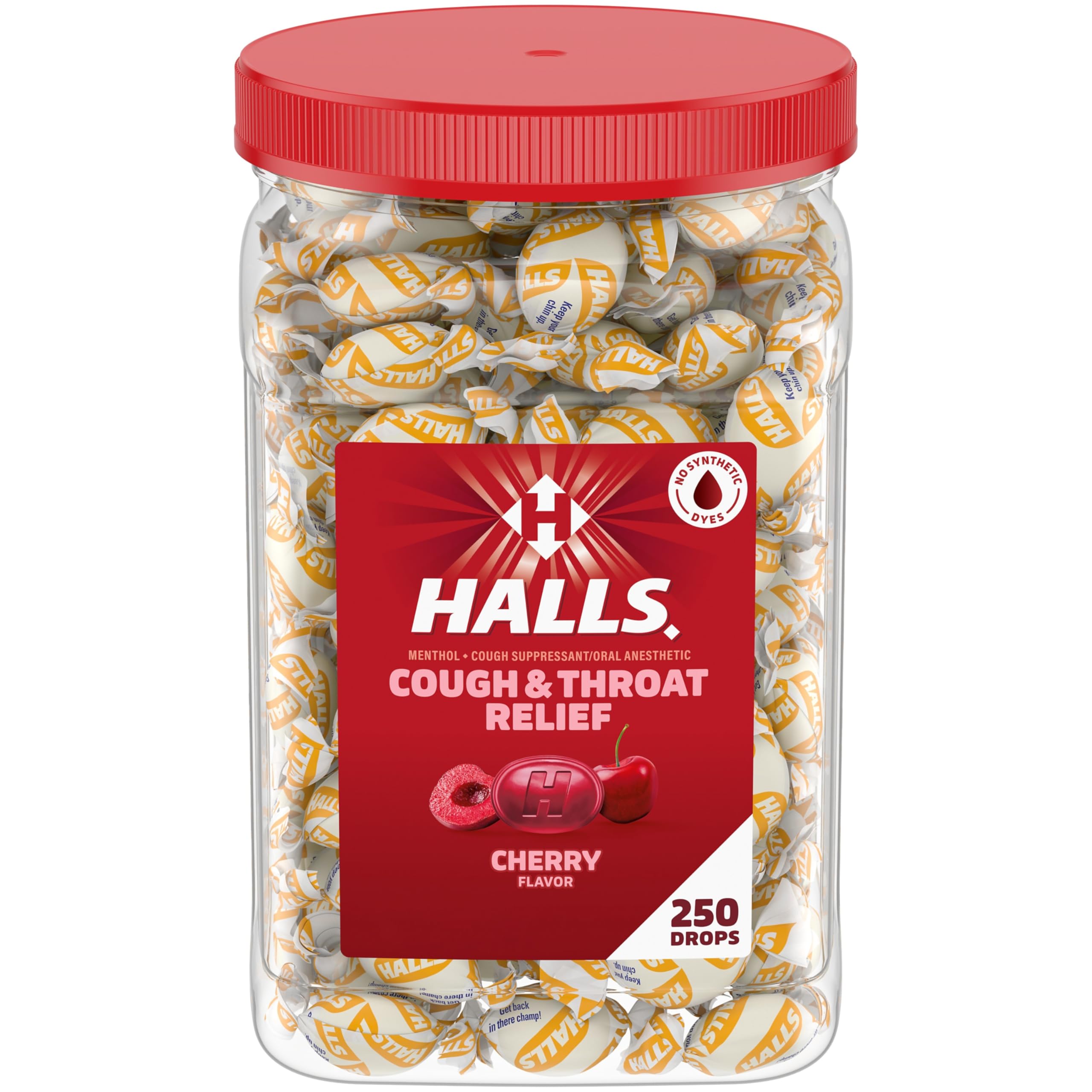 Halls Cough and Throat Relief Cherry Cough Drops, Bulk Pack, 250 Drops HALLS buy australia supplements