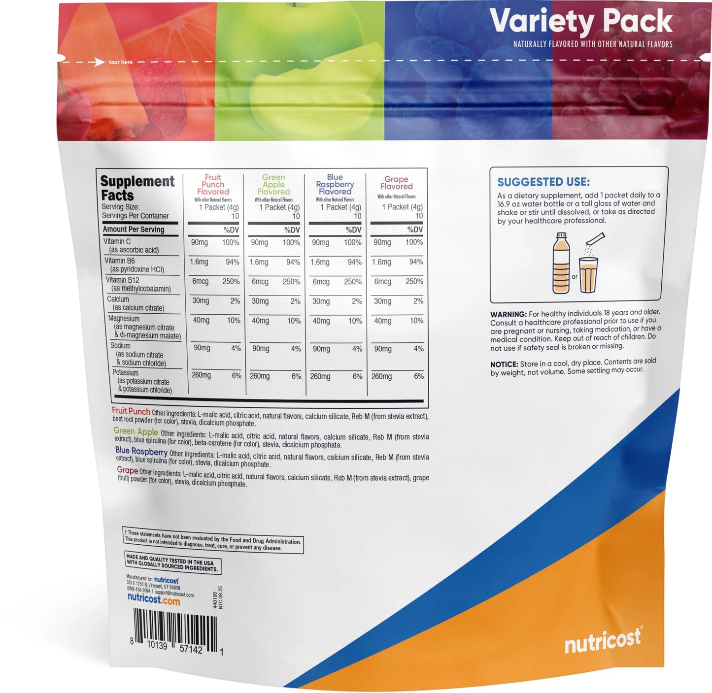 Nutricost Electrolytes Complex, Variety Pack Flavored, 40 Stickpacks - Advanced Hydration Complex Nutricost