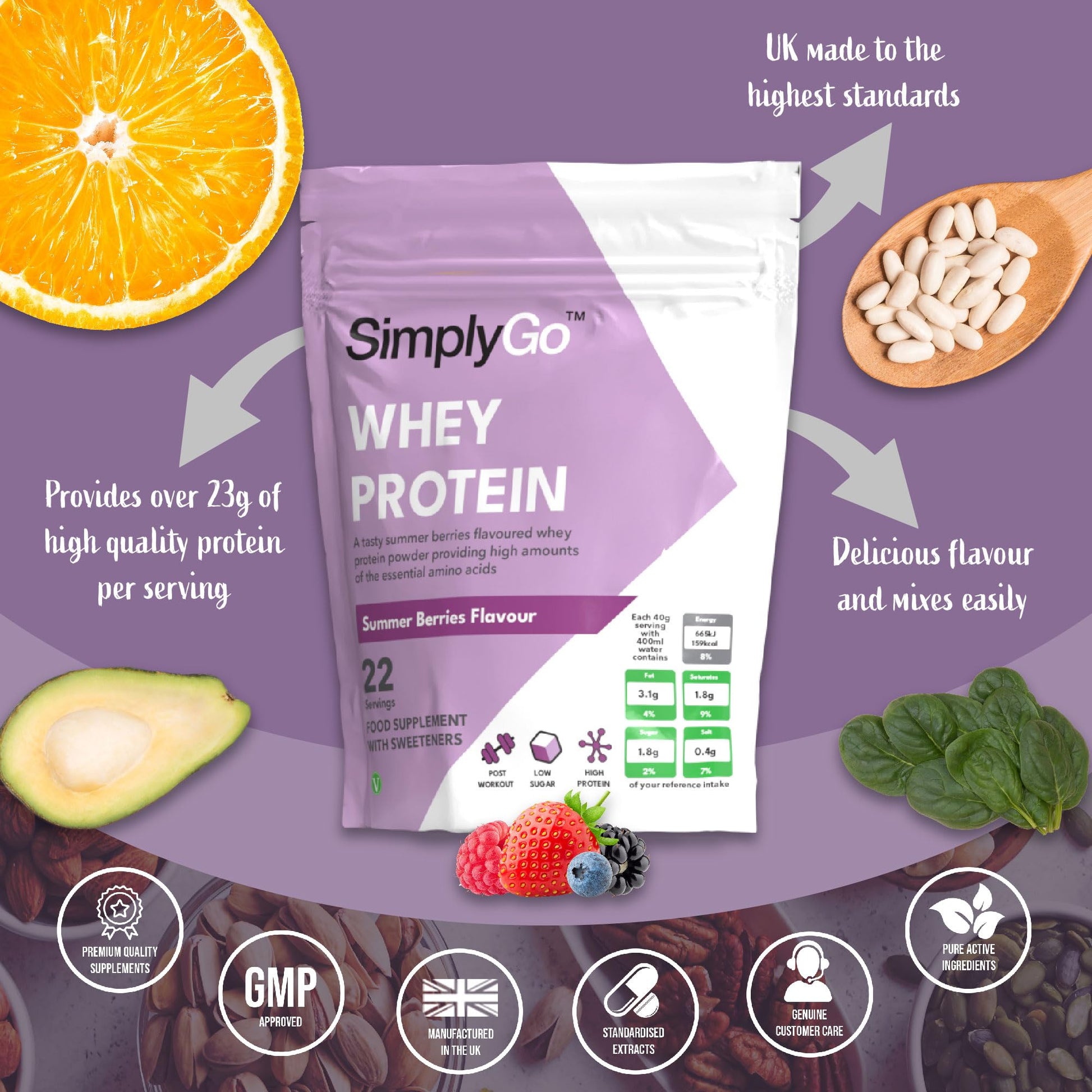 SimplyGo Whey Protein Powder | 900g | Simply Add 30g to Water, Juice or Shakes Simply Supplements buy australia supplements