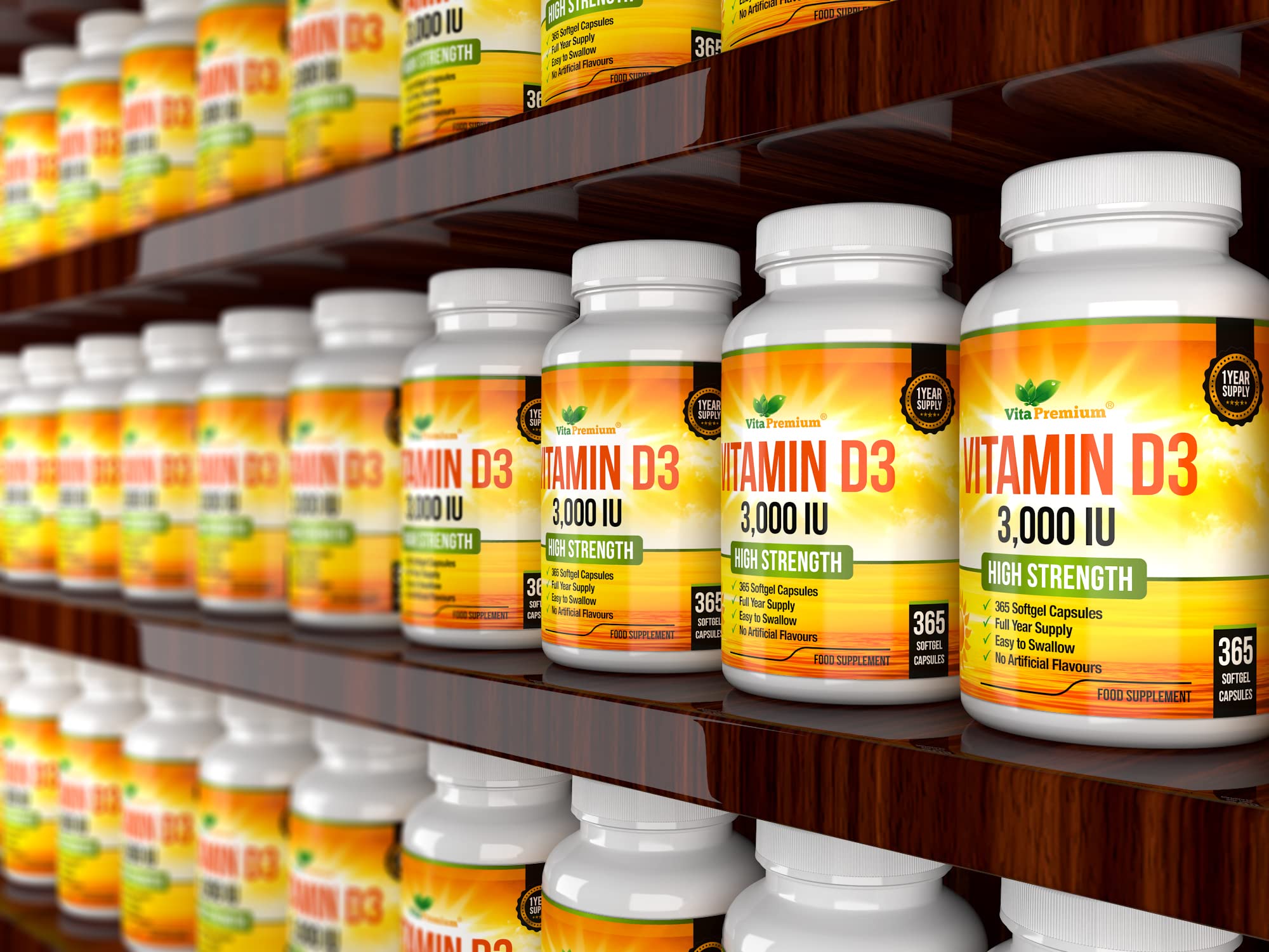Vitamin D 3,000 IU, High Strength Vitamin D3 Supplement, 365 Easy to Swallow Softgels Vita Premium buy australia supplements