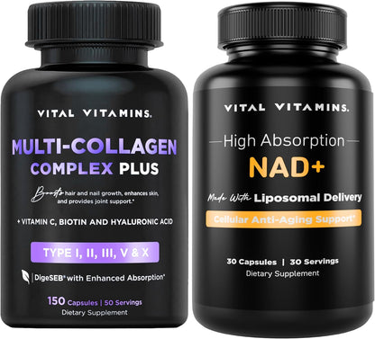 Vital Vitamins Multi Collagen Complex Plus + NAD+ Supplement Gsupps Australia