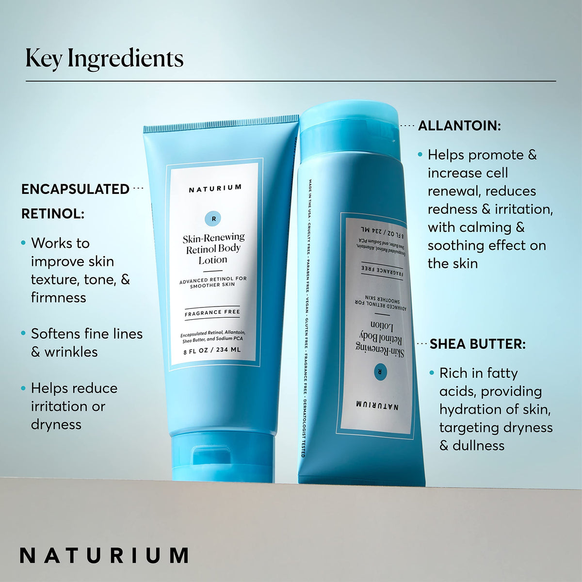 Naturium Skin-Renewing Retinol Body Lotion, with Shea Butter, 8 fl oz Naturium