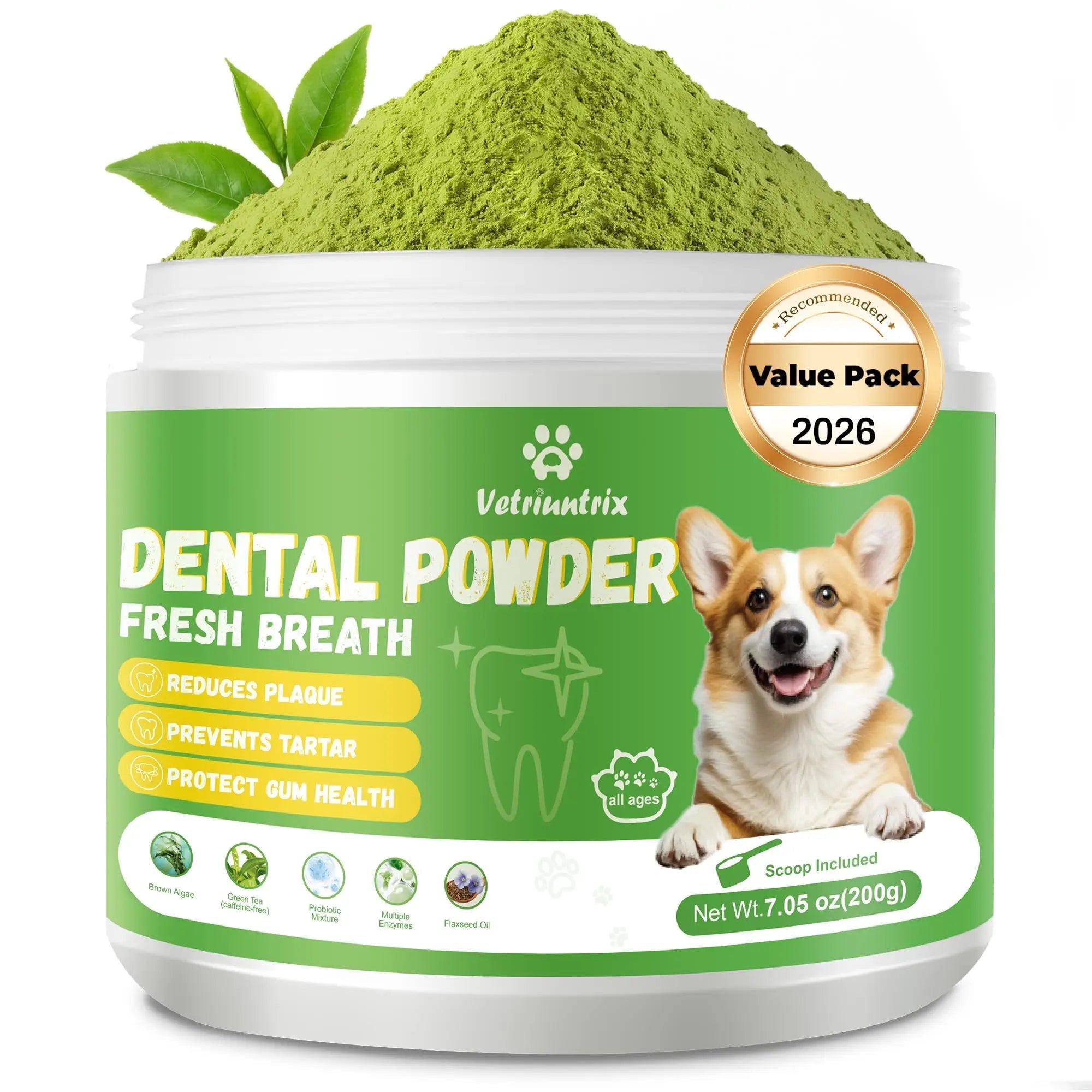 Vetriuntrix Dog Dental Powder, Dental Powder for Dogs Teeth Cleaning and Breath Fresh, Dog Teeth Cleaning Powder with Natural Plants Ingredients and Postbiotics, 200g Vetriuntrix buy australia supplements