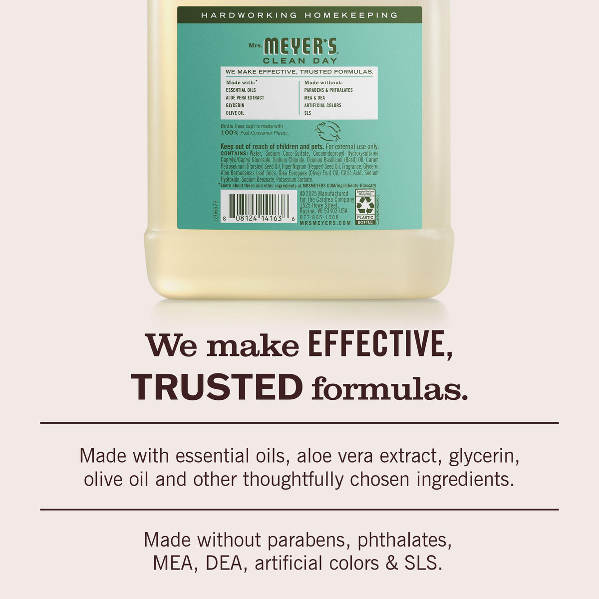 Mrs. Meyer's Clean Day, Hand Soap Refill, Made with Essential Oils, Basil, 33 Fl Oz Mrs. MEYER'S