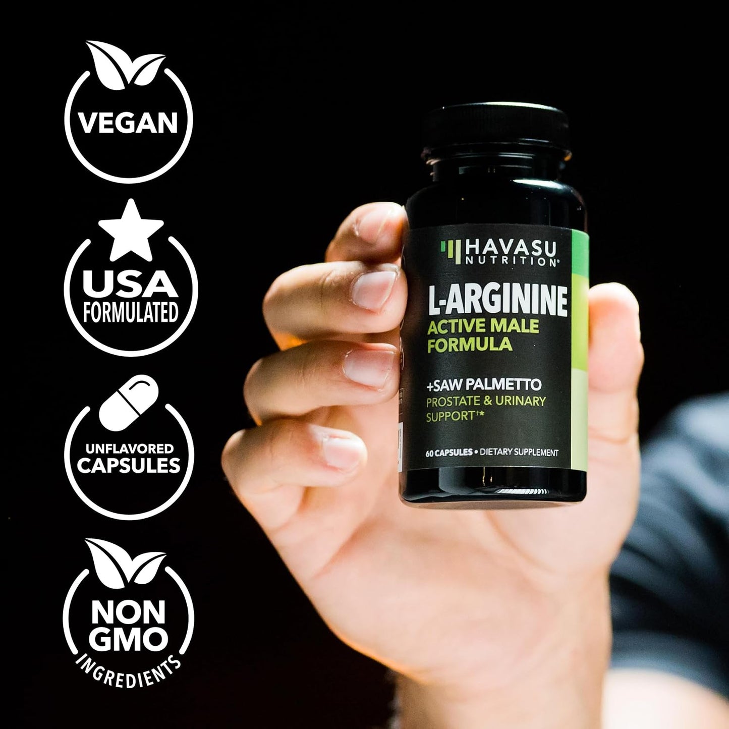 L-Arginine with Saw Palmetto for Men Capsules, Vegan, Non-GMO, 30 Servings | Vegan, Non-GMO Nitric Oxide and Prostate Health Supplements for Men, Endurance and Urinary Tract Function Support Gsupps Australia