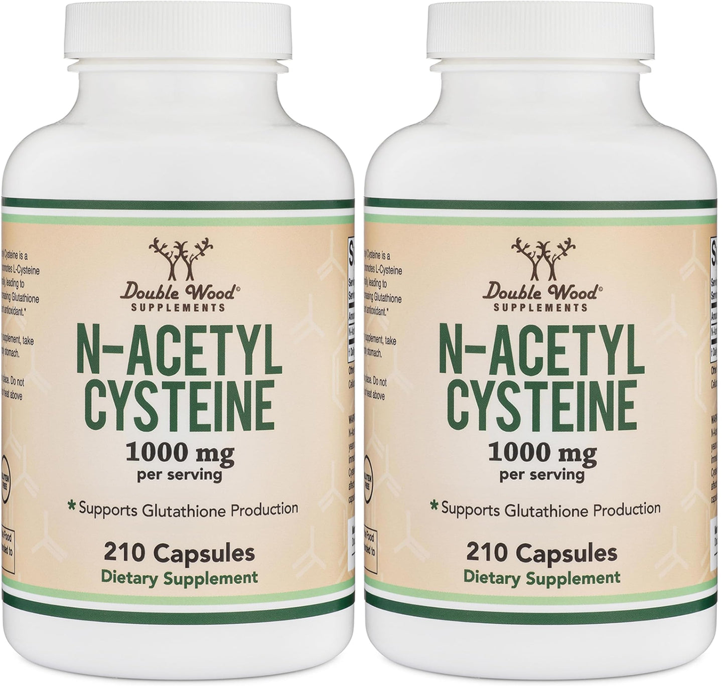 NAC Supplement (N-Acetyl Cysteine) - 99%+ Purity Tested - (1,000mg Per Serving 500mg Per Cap, 210 Capsules) (Third Party Tested) with Odor Masking Technology to Boost Glutathione Levels by Double Wood
