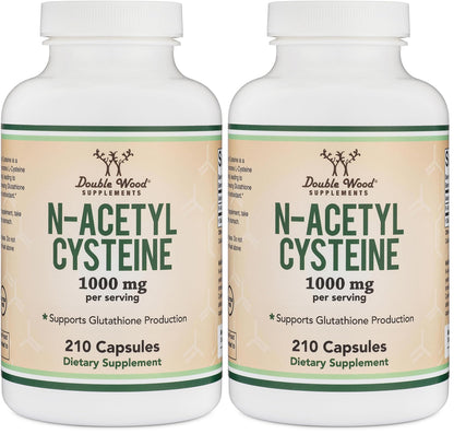 NAC Supplement (N-Acetyl Cysteine) - 99%+ Purity Tested - (1,000mg Per Serving 500mg Per Cap, 210 Capsules) (Third Party Tested) with Odor Masking Technology to Boost Glutathione Levels by Double Wood