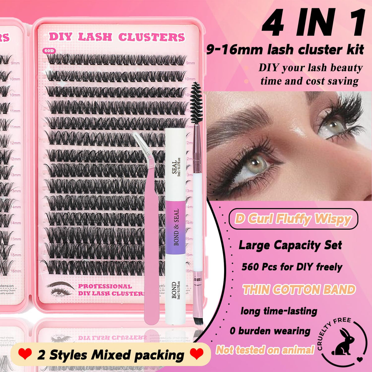 Lash Clusters Kit D Curl Natural Wispy Eyelashes Clusters Lashes Extensions ISTGIFT