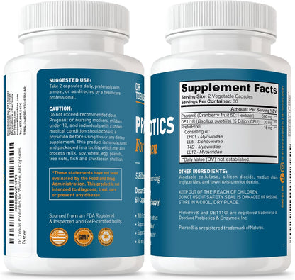 Dr. Tobias Probiotics for Women with Prebiotics & Cranberry Extract for Urinary Tract Health for Women | Supports Digestive & Immune Health - 5 Billion CFUs (60 Capsules, 30 Servings)