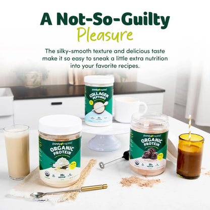 Purely Inspired Plant-Based Protein Powder for Men & Women, Creamy French Vanilla (16 Servings) - Vegan & Organic - 20g of Pea Protein Powder for Smoothies & Shakes - Dairy-Free, & Gluten-Free Purely Inspired
