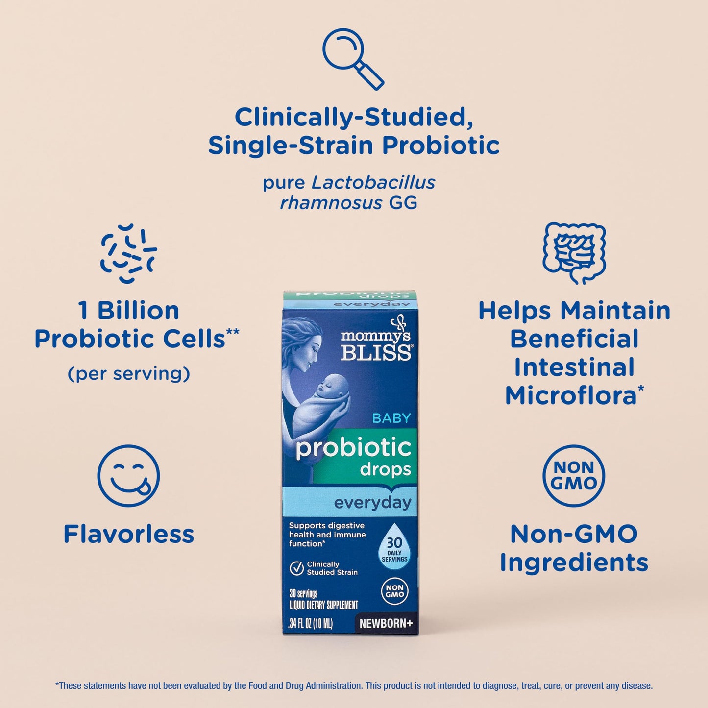 Mommy's Bliss Baby Probiotic Drops Everyday - Gas, Constipation, Colic Symptom Relief - Newborns & Up Mommy's Bliss