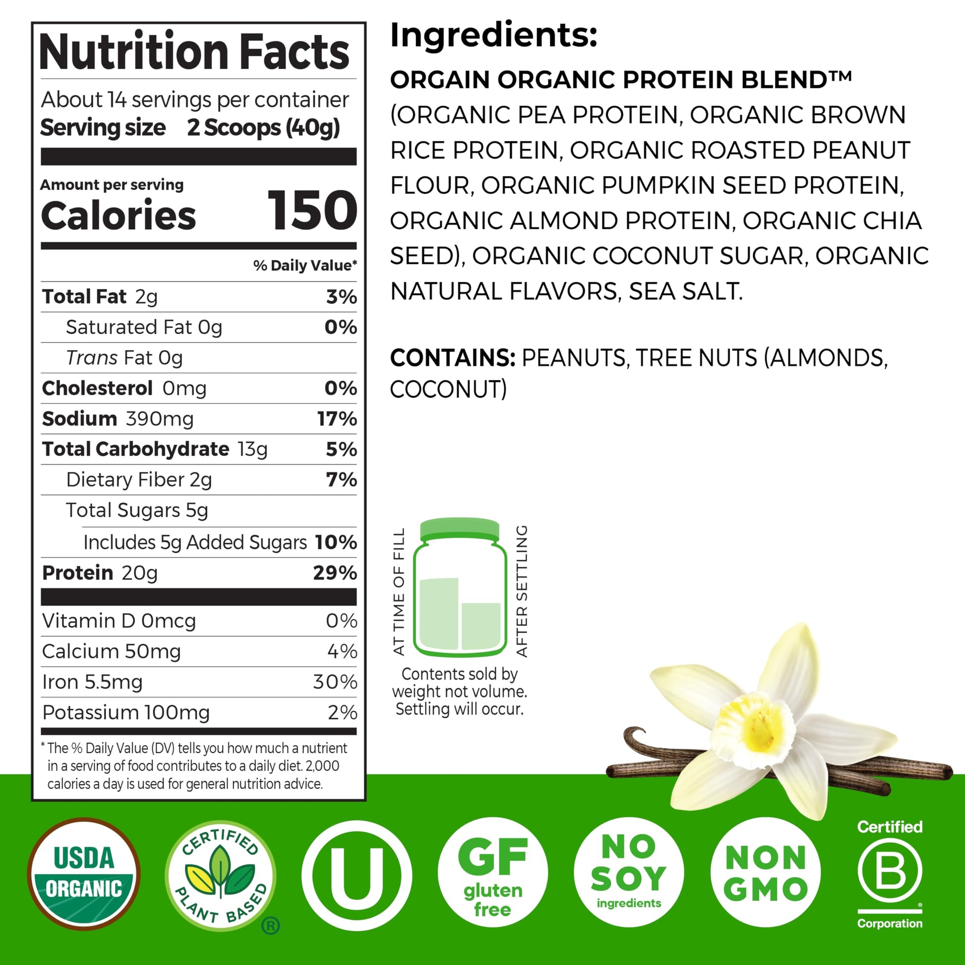 Orgain Organic Simple Vegan Protein Powder, Vanilla - 20g Plant Based Protein, Made with less Ingredients, No Artificial Sweeteners, Gluten Free, No Dairy or Lactose, 1.25 lb (Packaging May Vary) Orgain buy australia supplements