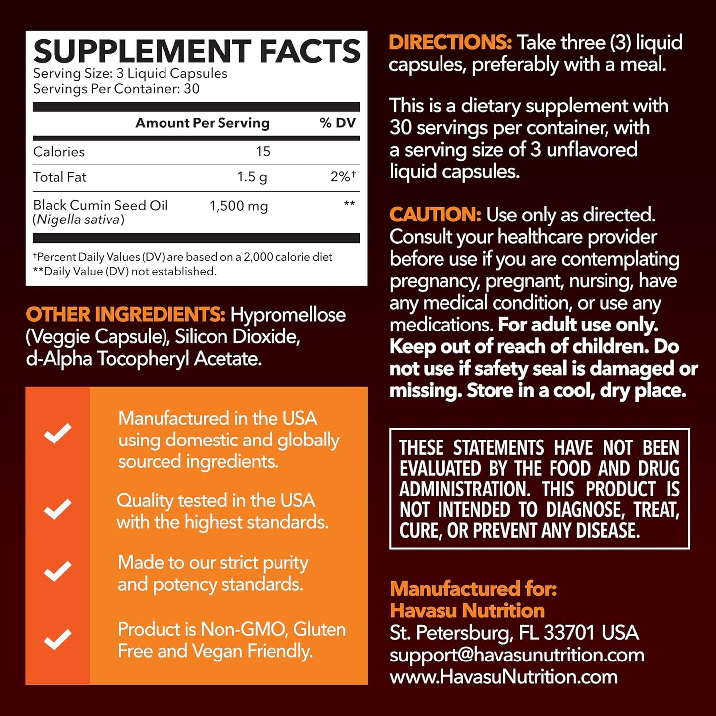 Black Seed Oil Capsules, Vegan, Non-GMO, Cold-Pressed Nigella Sativa, 90ct | 1500mg Per Serving Black Cumin Supplement for Skin Health, Immune Function, and Digestive Health, Unflavored, 30 Servings Gsupps Australia