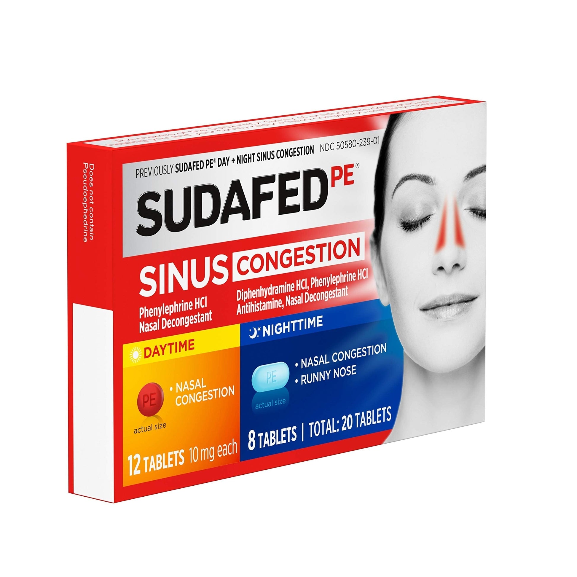 Sudafed PE Sinus Congestion Day + Night Maximum Strength Decongestant & Antihistamine Tablets with Phenylephrine HCl & Diphenhydramine HCl, Helps Nasal & Sinus Pressure & Congestion, 20 ct Sudafed buy australia supplements