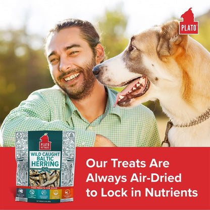 Plato Pet Treats Fish Dog Treats - Air-Dried, Single Ingredient Pet Treat - Omega 3 & 6 Fatty Acids to Support Skin and Coat - 100% Whole Fish - Wild Caught Baltic Herring - 3oz - 2 Pack Gsupps Australia