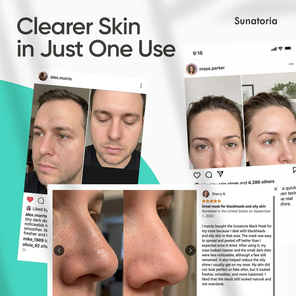 SUNATORIA Original Black Peel Off Face Mask - Charcoal Pore Mask - Helps Remove Excess Oil & Lift Away Surface Impurities – Botanical Extracts & Vitamins A, E, B5-2.04 fl oz SUNATORIA