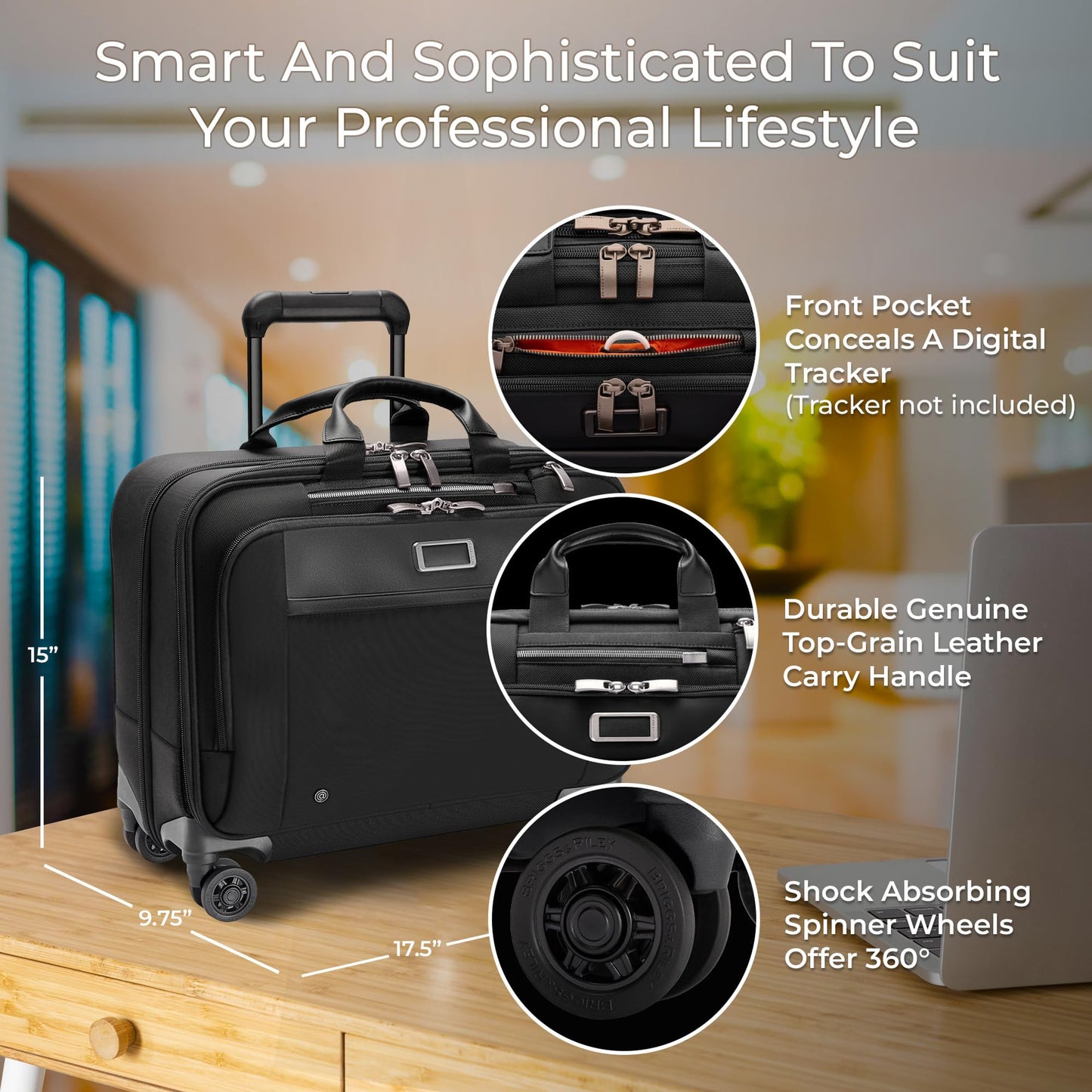 Briggs & Riley Medium Cargo Backpack for Women & Men - Laptop Backpack, For Work & Travel, Lightweight & Durable, Padded Straps, Fits up to 15" Laptop - @work Collection, Black Gsupps Australia