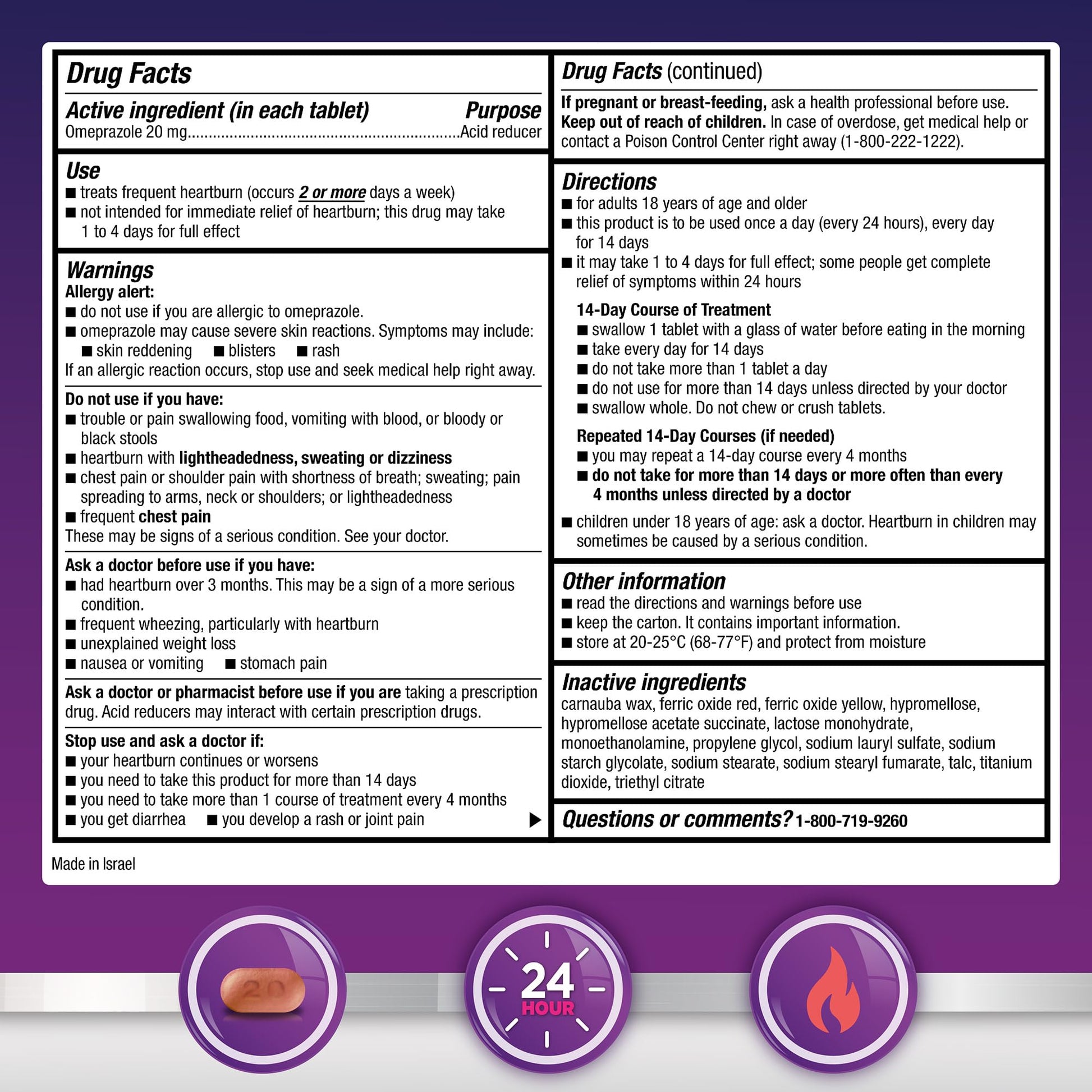 GoodSense Omeprazole Delayed Release Tablets 20 mg, Stomach Acid Reducer for Frequent Heartburn Treatment, 42 Count GoodSense buy australia supplements
