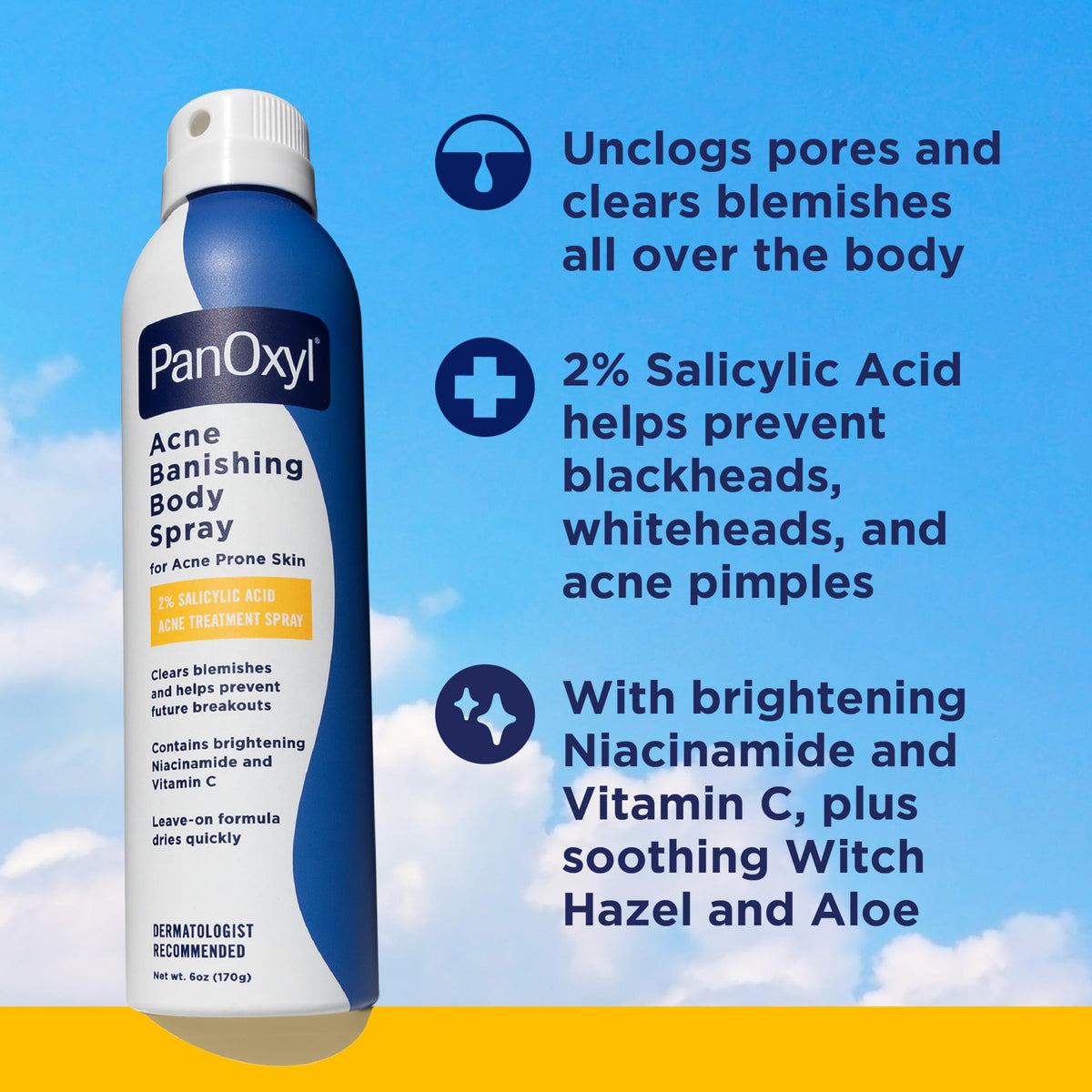 PanOxyl Acne Banishing Body Spray, 2% Salicylic Acid, For Body, 6 oz PanOxyl