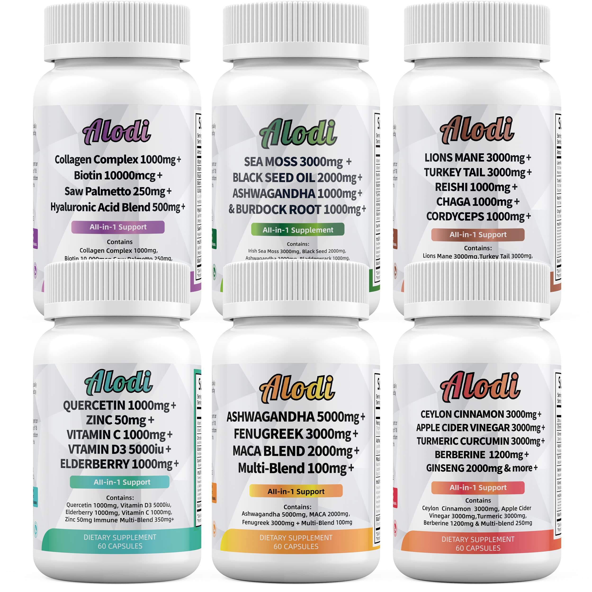 Sea Moss 3000mg Black Seed Oil 2000mg Ashwagandha 1000mg Turmeric 1000mg Alodi buy australia supplements
