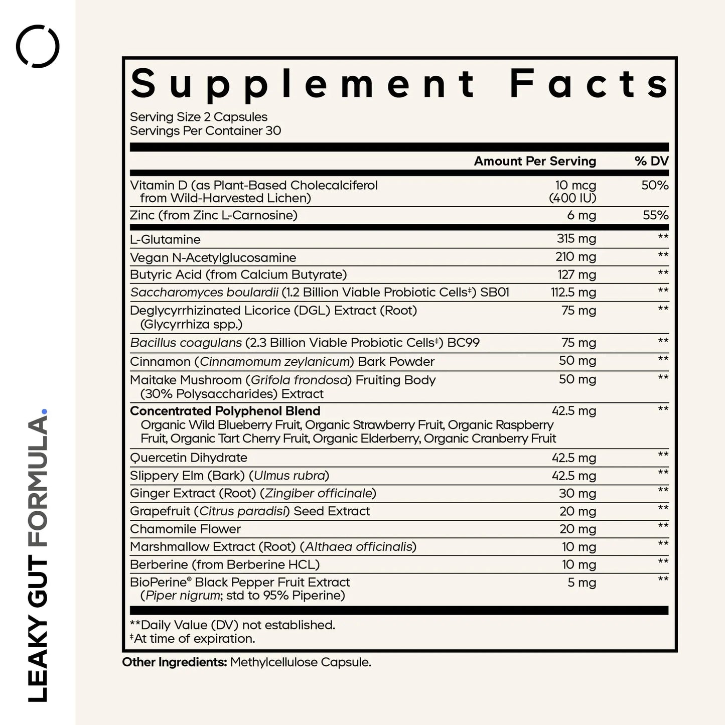 Codeage Leaky Gut Supplement, L-Glutamine, N-Acetylglucosamine, Probiotic, Butyric Acid, Polyphenols, Quercetin, DGL, Marshmallow Root, Berberine, BioPerine Codeage