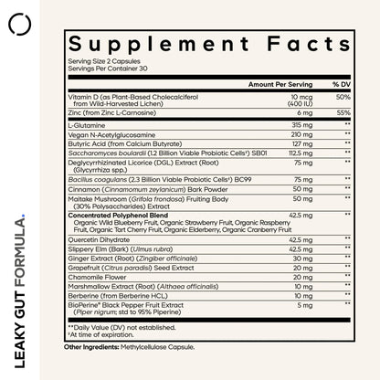 Codeage Leaky Gut Supplement, L-Glutamine, N-Acetylglucosamine, Probiotic, Butyric Acid, Polyphenols, Quercetin, DGL, Marshmallow Root, Berberine, BioPerine Codeage